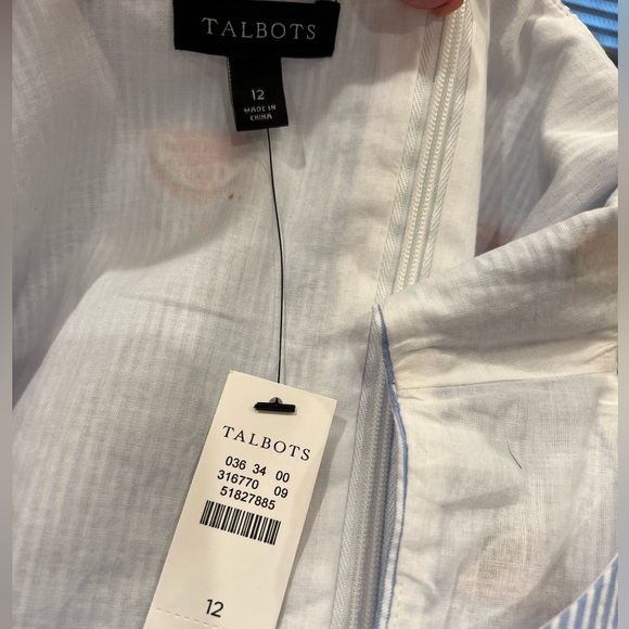 Talbots White and Blue Striped Watermelon Dress, NWT, 12 - Picture 4 of 5